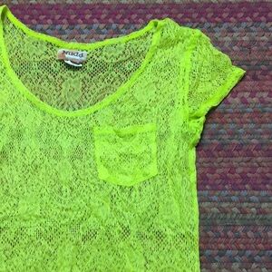 NEON YELLOW LACE SHIRT